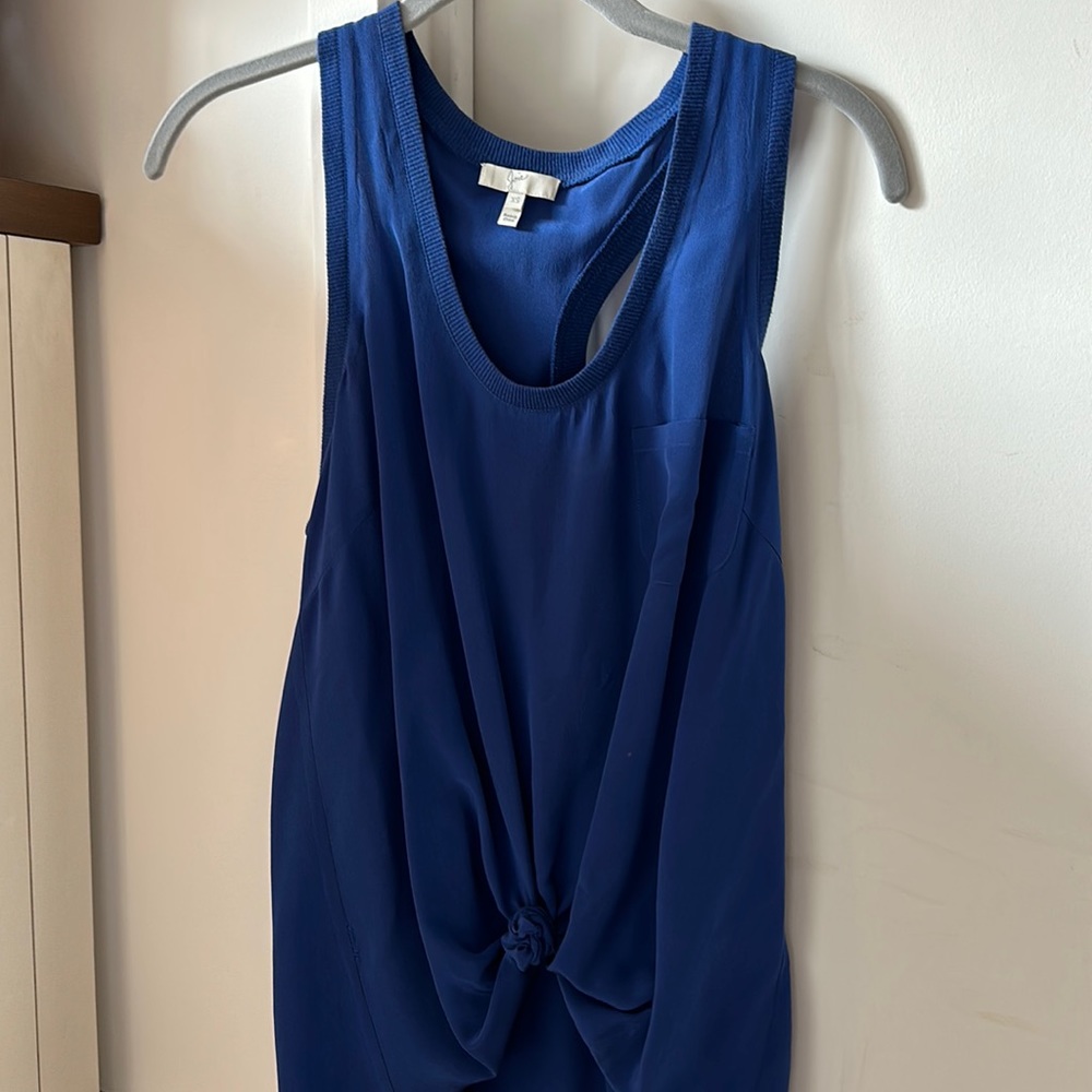 joie blue satin tank with racerback